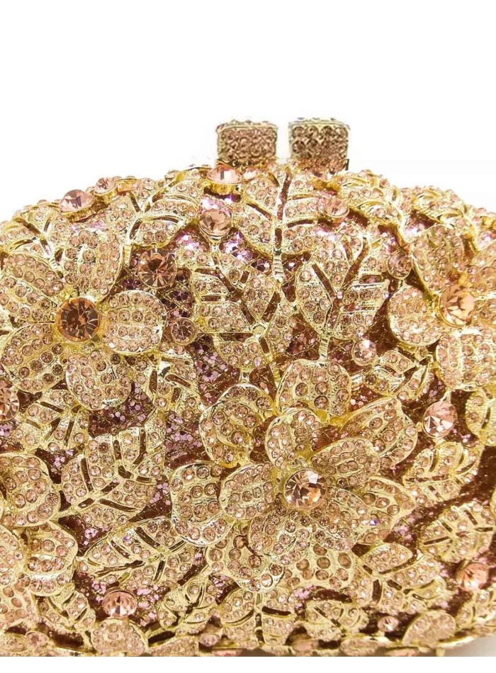Bolso de fiesta de metal con decoración en forma de flores y cristales de Swarovski invitada boda