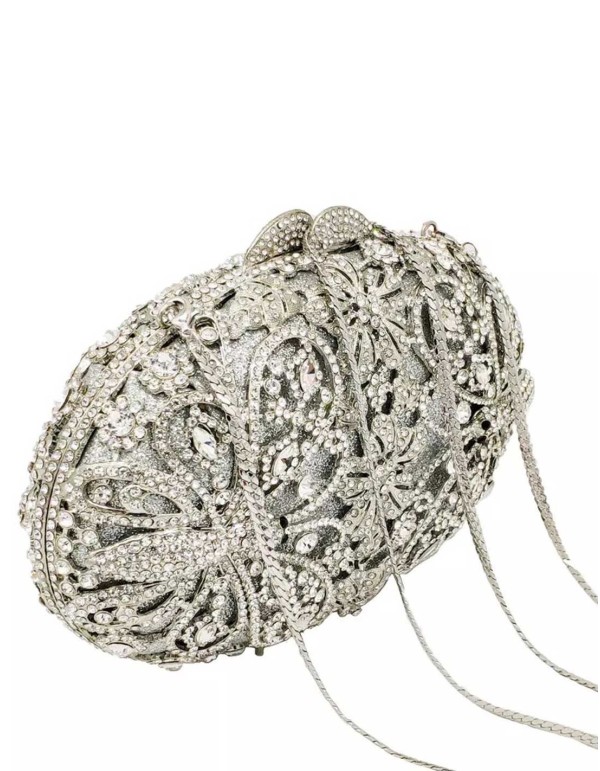 Jeweled handbag with butterflies made with metal and crystals Lauren Lynn London Accessories - 1 2