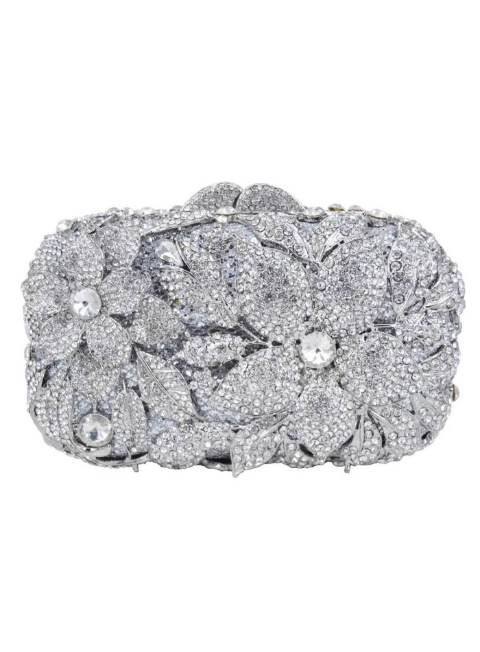 Rectangular Jeweled handbag with flowers made with metal and crystals wedding guest