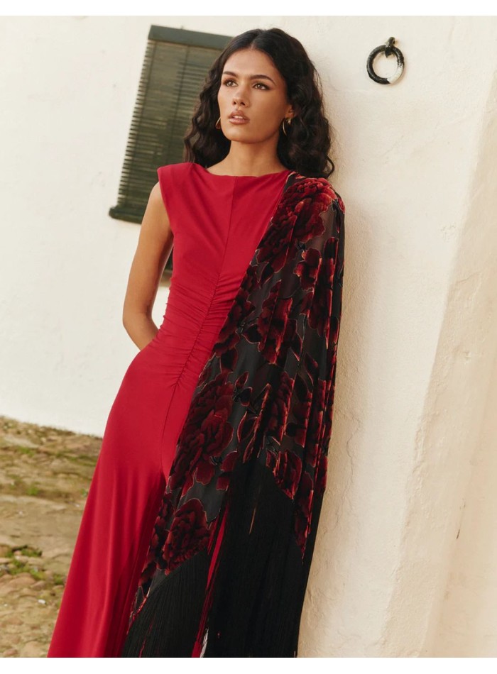 Guest jumpsuit with pleated bodice and palazzo...