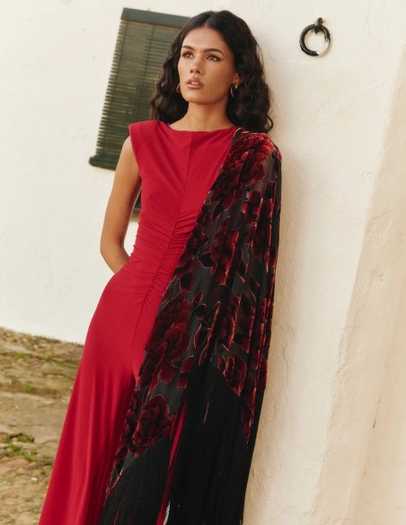 Combinaison d'invité avec corsage à volants et pantalon palazzo