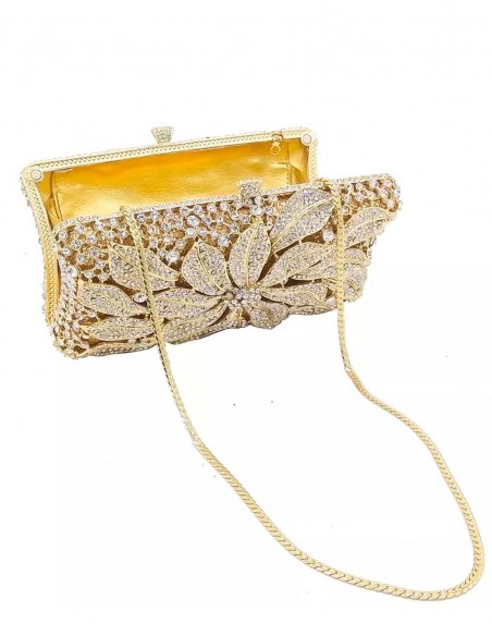 Bolso de mano joya con flor central de metal y cristal - rectangular Lauren Lynn London Accessories - 2 Bolso de mano joya con flor central de metal y cristal - rectangular Lauren Lynn London Accessories - 2