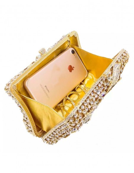 Bolso de mano joya con flor central de metal y cristal - rectangular Lauren Lynn London Accessories - 3 Bolso de mano joya con flor central de metal y cristal - rectangular Lauren Lynn London Accessories - 3