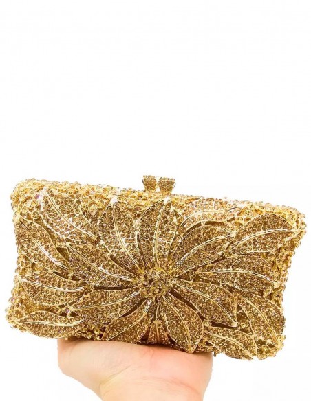Bolso de mano joya con flor central de metal y cristal - rectangular Lauren Lynn London Accessories - 6 Bolso de mano joya con flor central de metal y cristal - rectangular Lauren Lynn London Accessories - 6