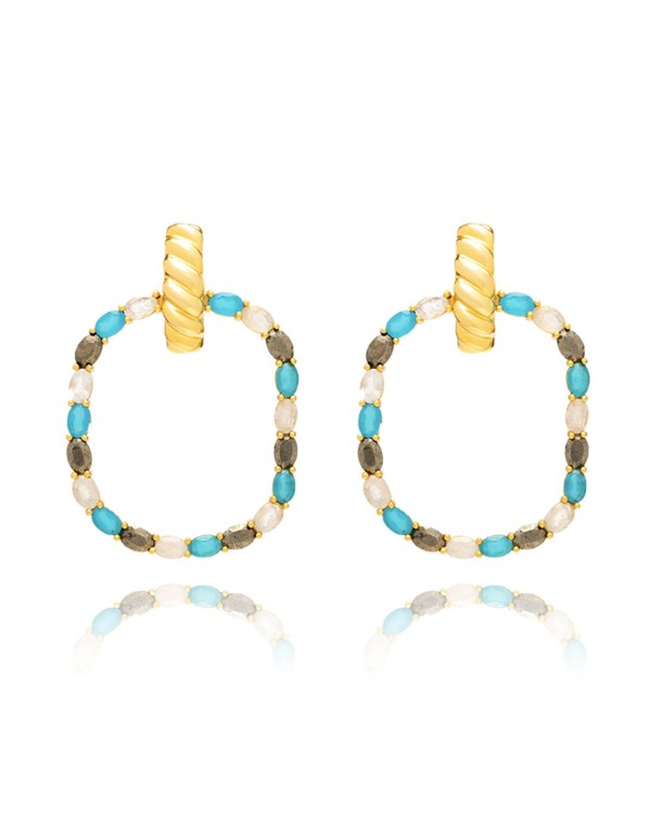 Large party earrings with blue coloured natural stones LAVANI - 1