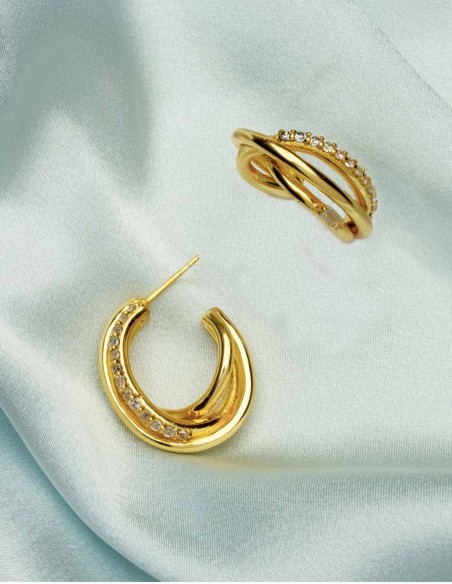 gold hoop diamond wedding party earrings guest complement detail