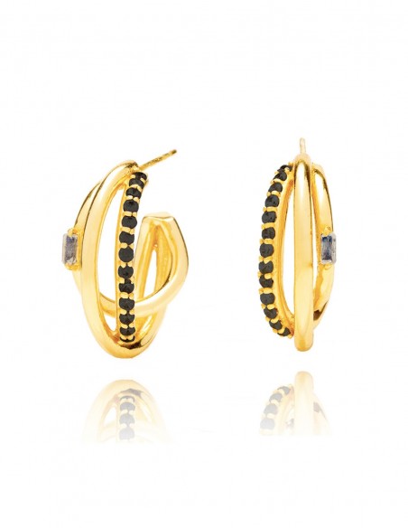 gold hoop diamond wedding party earrings guest complement black