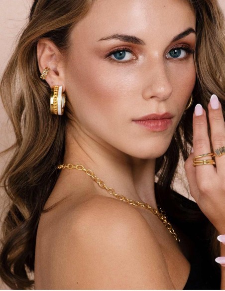 gold hoop nacar earrings wedding party guest accessory
