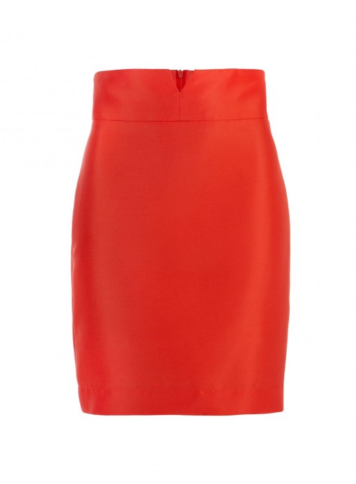 Orange pencil skirt with zipping | INVITADISIMA
