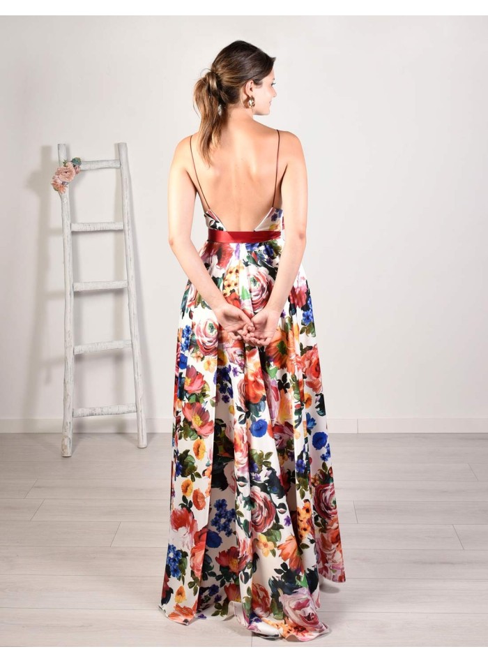 Long floral print dress with bare back INVITADISIMA