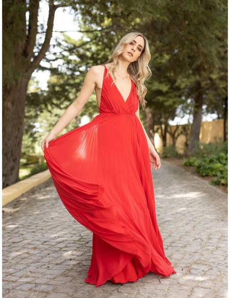 long red party dress wedding guest neckline model