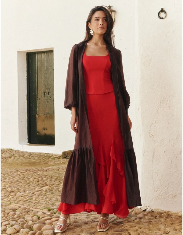 copy of Ecru tone organza jacket with midi cut