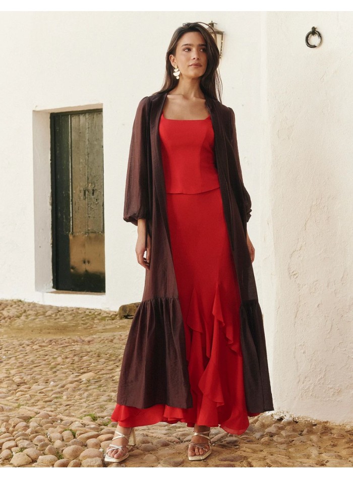 copy of Ecru tone organza jacket with midi cut