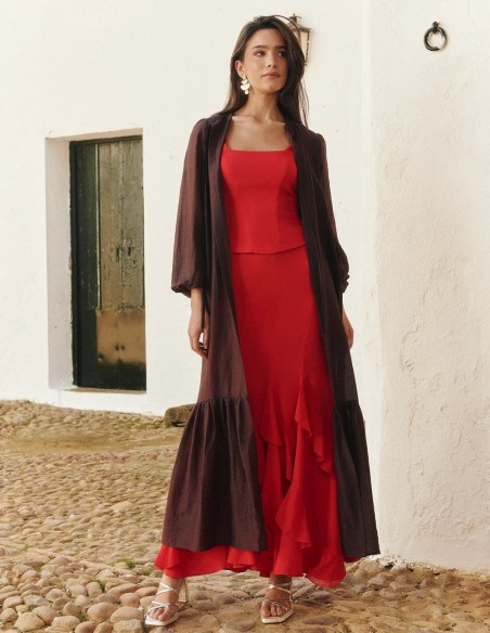 copy of Veste en organza de couleur écru avec coupe midi