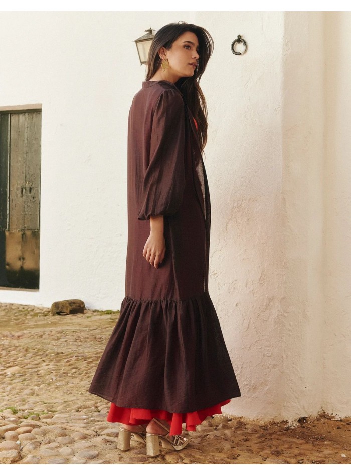 copy of Veste en organza de couleur écru avec...