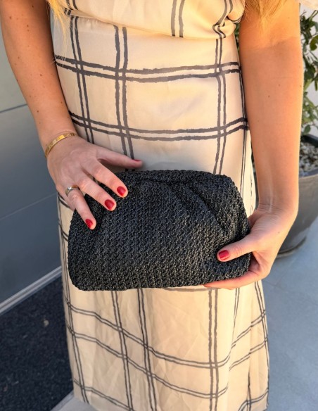 Sac à main en raphia noir pour invités