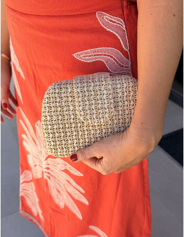 Raffia guest purse with zipper