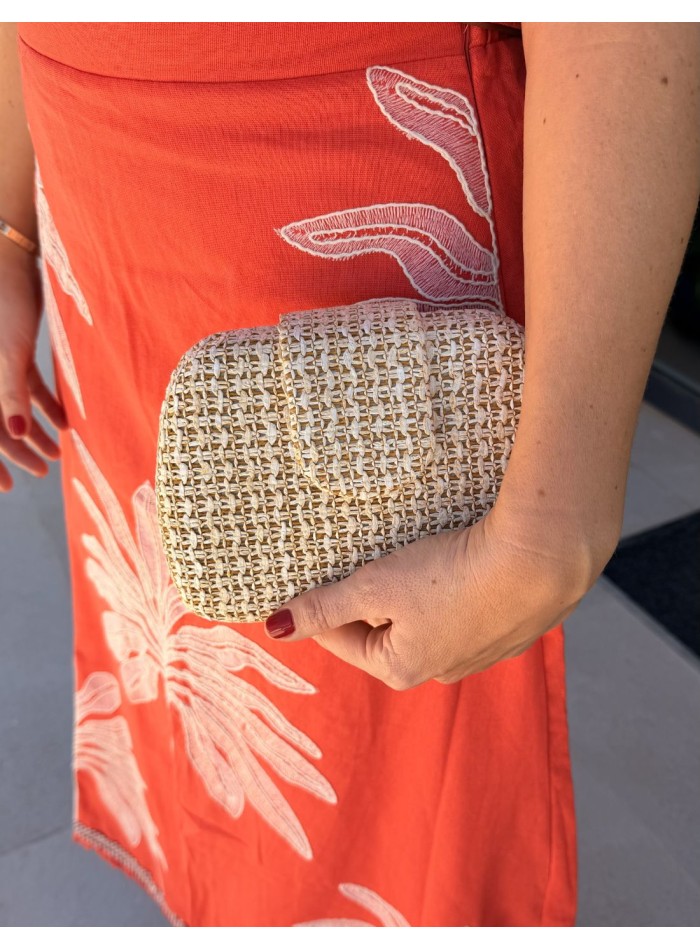 Raffia guest purse with zipper