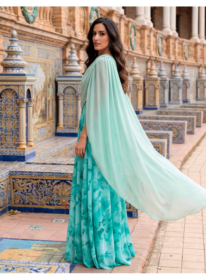 Capa cruzada de gasa: el complemento perfecto para elevar tu vestido de invitada