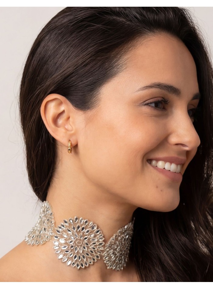 Choker of flowers in crystals and silver...
