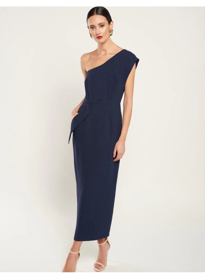 Vestdio azul marino de tejdio de crepé