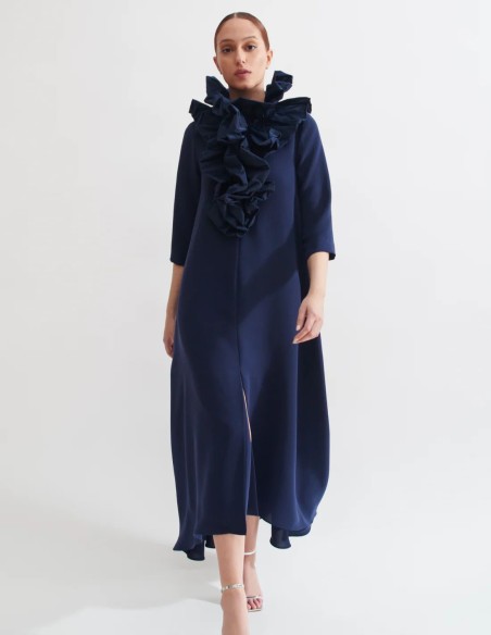 Vestido midi azul marino para invitada