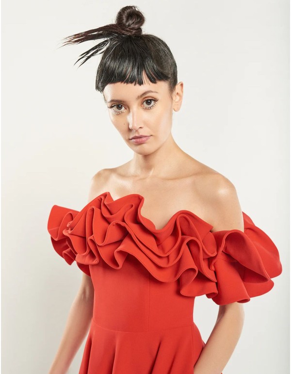 Vestido de invitada midi rojo 2