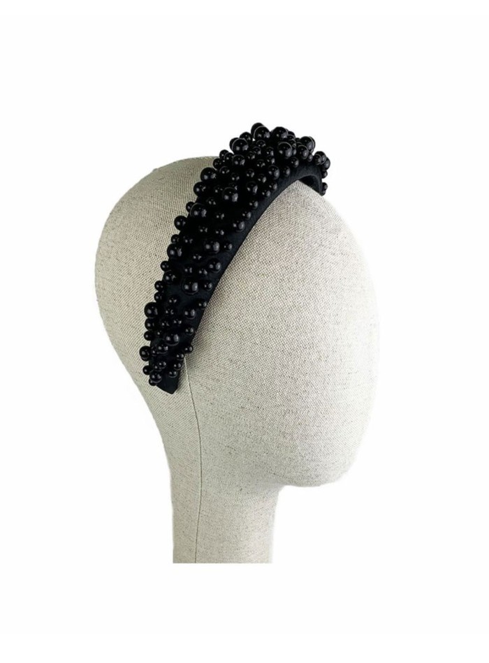 Guest headband decorated with black pearls Airun Tocados - 1