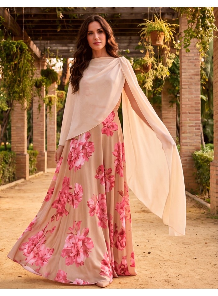 Beige chiffon cape