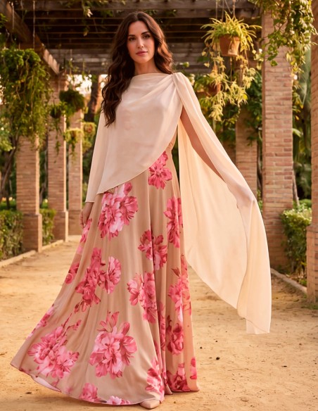 Beige chiffon cape