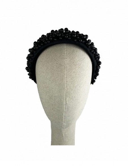 Guest headband decorated with black pearls Airun Tocados - 2