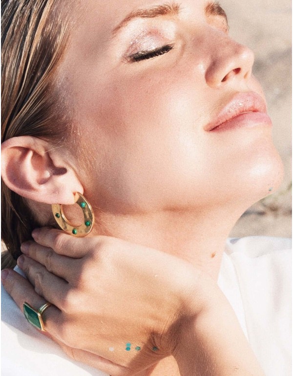 Boucles d'oreilles avec pierres de malachite