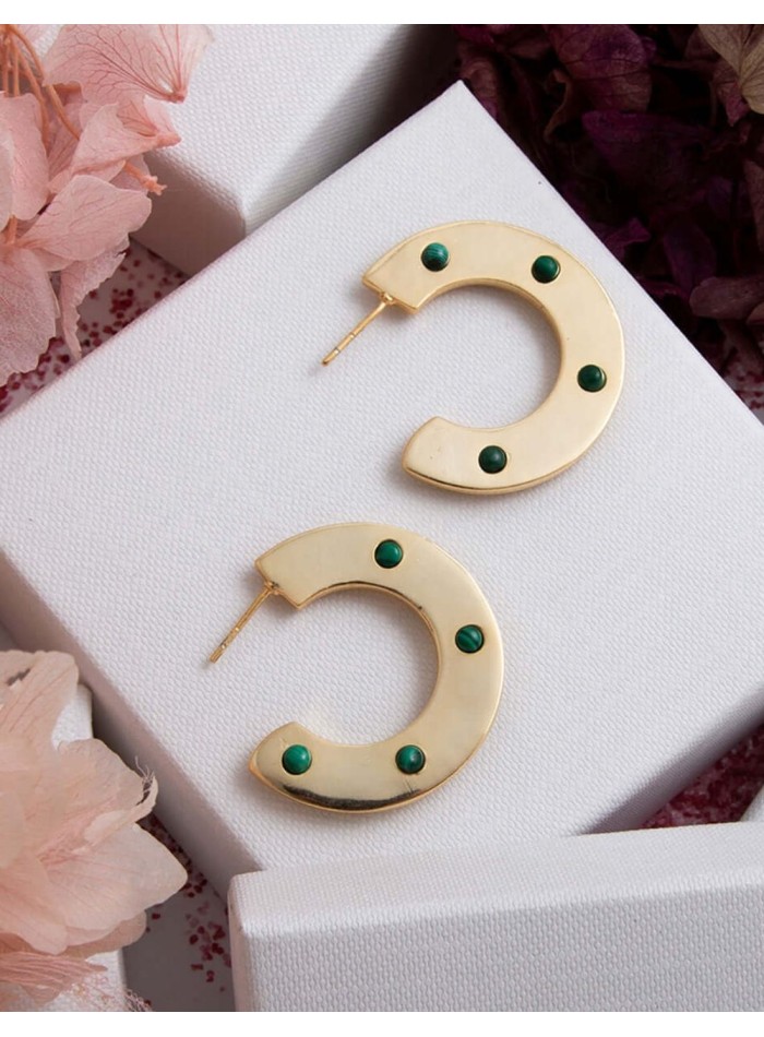 Boucles d'oreilles avec pierres de malachite