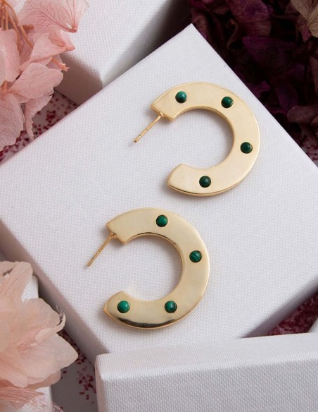 Boucles d'oreilles avec pierres de malachite