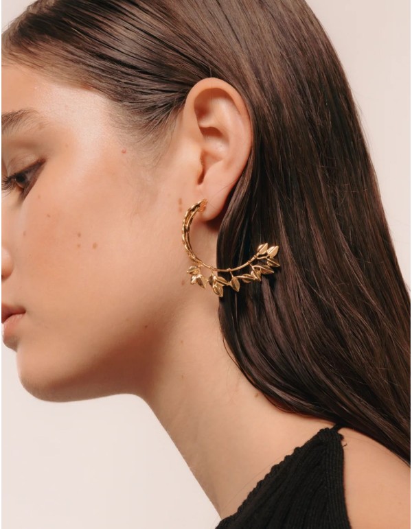 Boucles d'oreilles à motif de feuilles de laurier