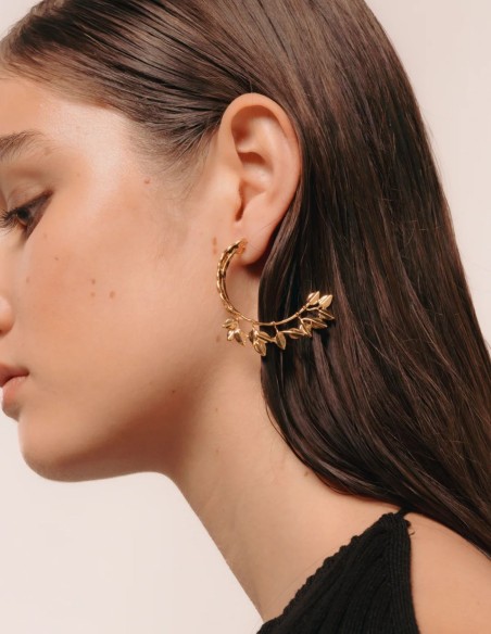 Boucles d'oreilles à motif de feuilles de laurier
