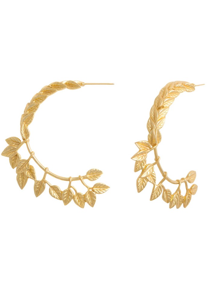 Hoop earrings with laurel leaf inspired design