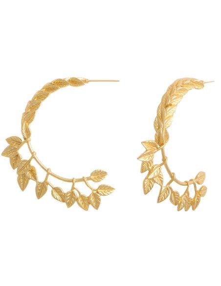 Pendientes de aro con diseño inspirado en hojas de laurel