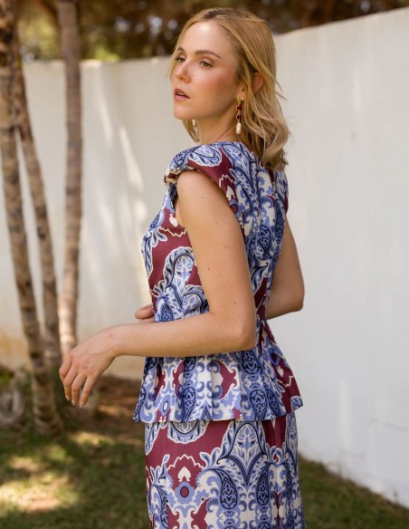 Two-piece ethnic print guest ensemble