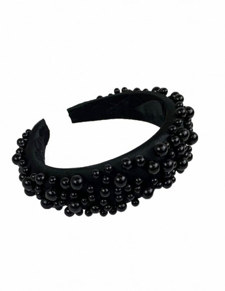 Guest headband decorated with black pearls Airun Tocados - 4