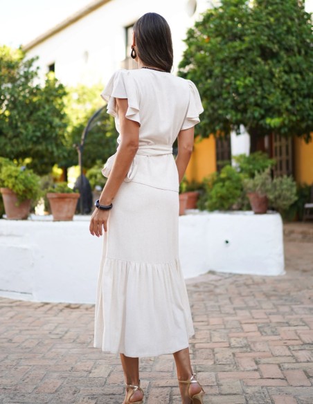 Conjunto de dos piezas con falda midi y top