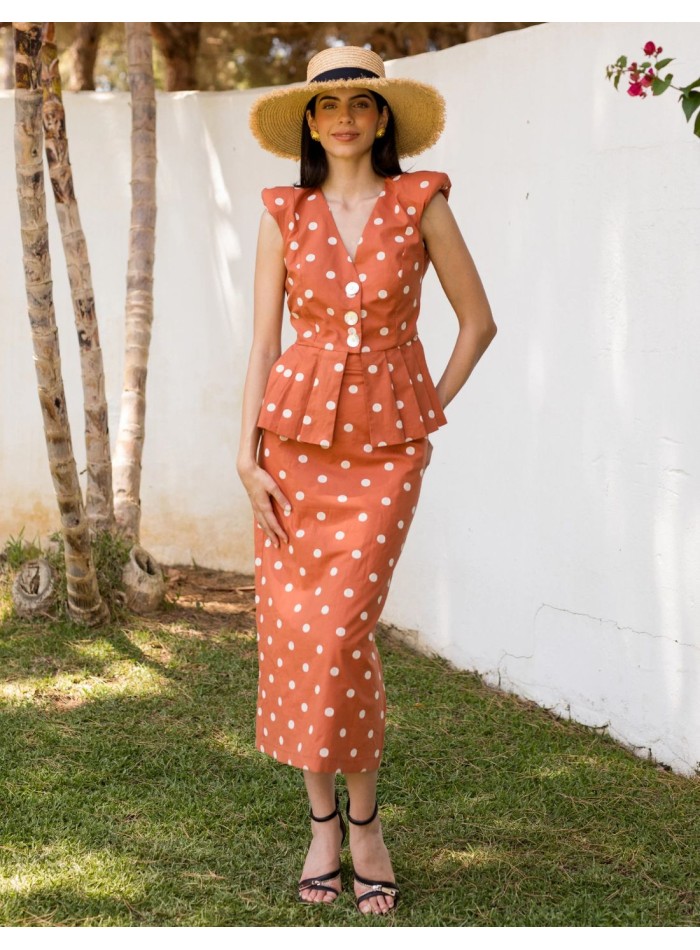 Two-piece set with polka dot print