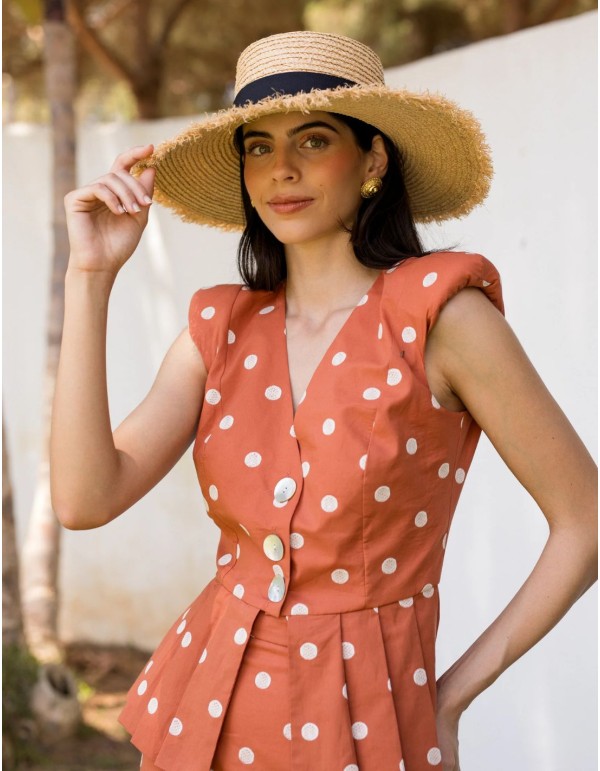 Two-piece set with polka dot print