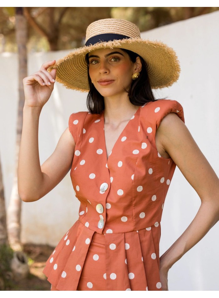 Two-piece set with polka dot print