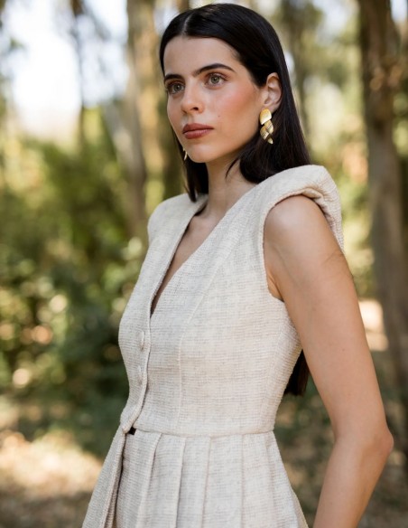 Ensemble deux pièces en jacquard beige