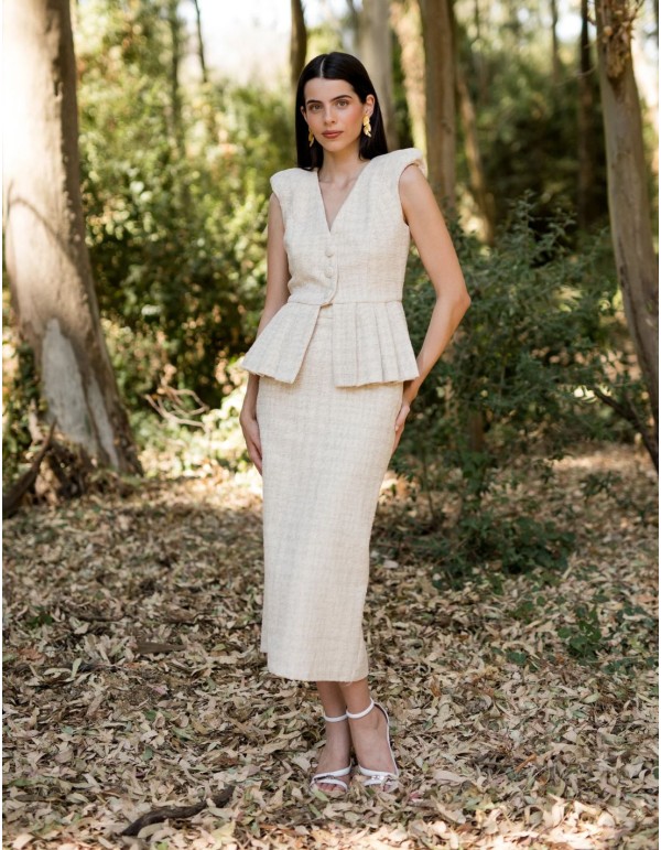 Ensemble deux pièces en jacquard beige 2