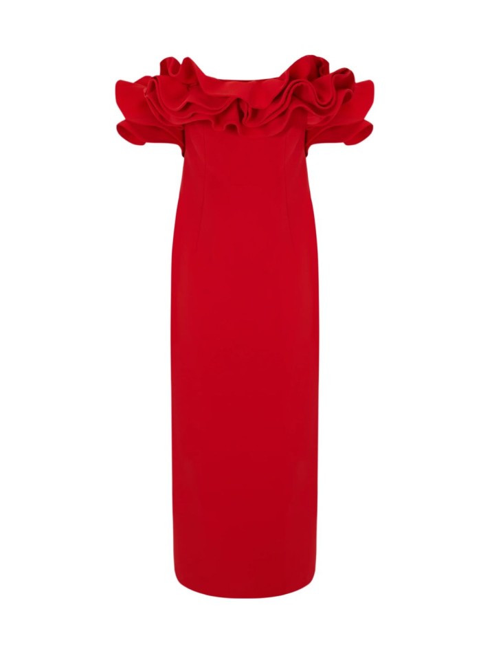 Robe midi avec encolure bardot et manches...