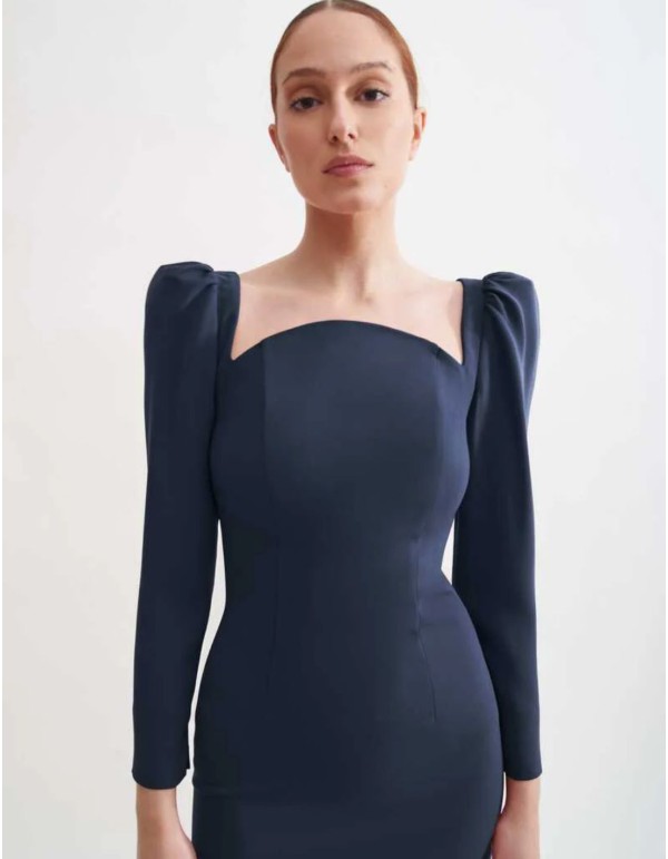 Vestido midi estilo lápiz con escote semicircular 2