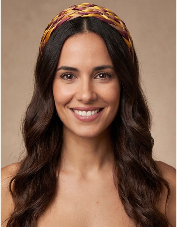Bandeau tressé en satin doré