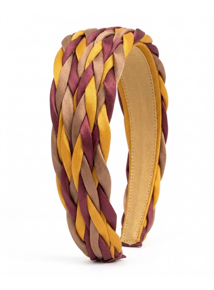 Braided headband in satin in golden tones